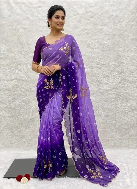 Jk 133 Georgette Bandhej Printed Saree